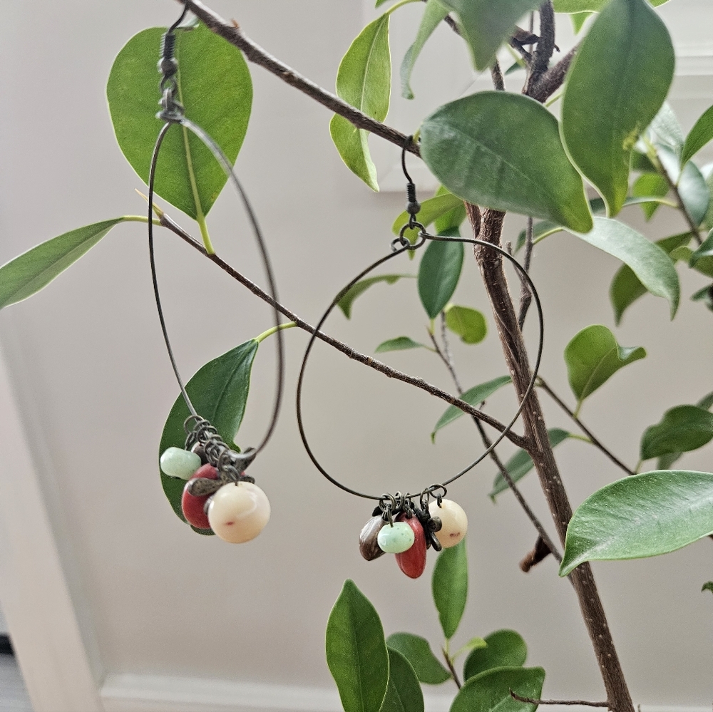 Boho hoop charm earrings